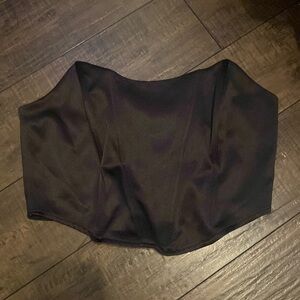 Rue21 Black Satin Strapless Zip-up Corset Top with Light Boning [Size: XL]